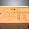 Wooden Storage Cabinet With Three Drawers Three Doors Black Handles Light Wood Finish