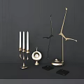 Modern Metallic Decorative Ornament Set With Candle Holder Sculptures And Vases