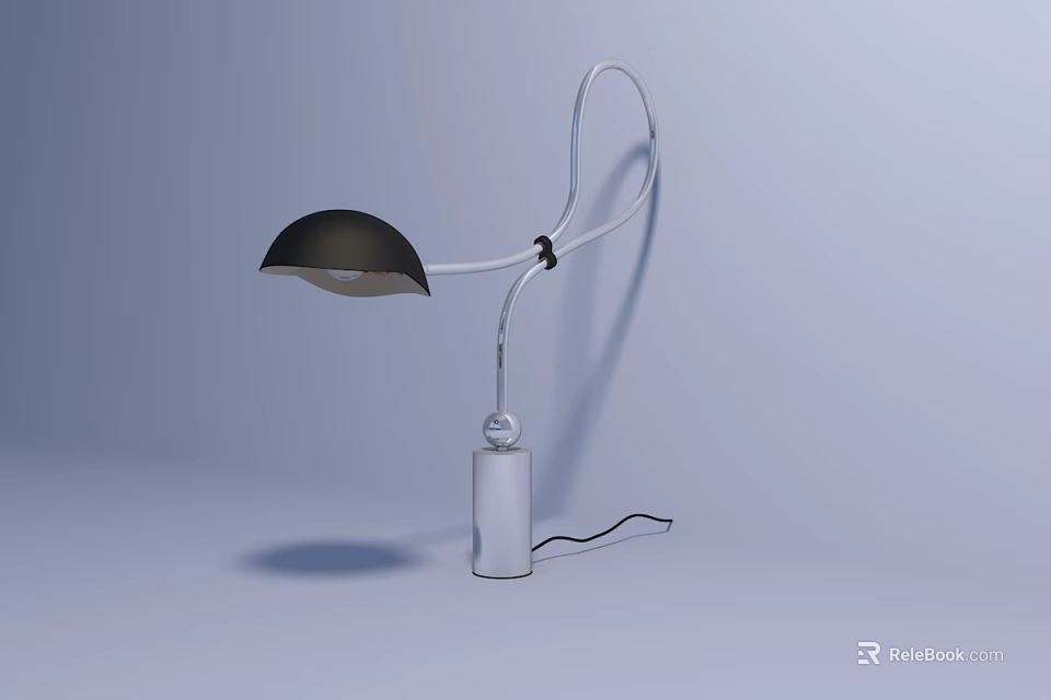 Modern Table Lamp With Black Shade Curved Metal Stand And Sleek Design 3d model 