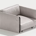 Modern Light Gray Leather Single Sofa With Sleek Lines And Black Frame