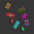 Colorful Gift Boxes And Shopping Bags With Decorative Ribbons And Bows