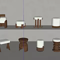 Middle Style Round Stool 3d model
