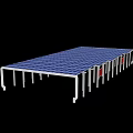 Modern Pergola With Metal Frame Blue Lattice Roof And White Support Columns