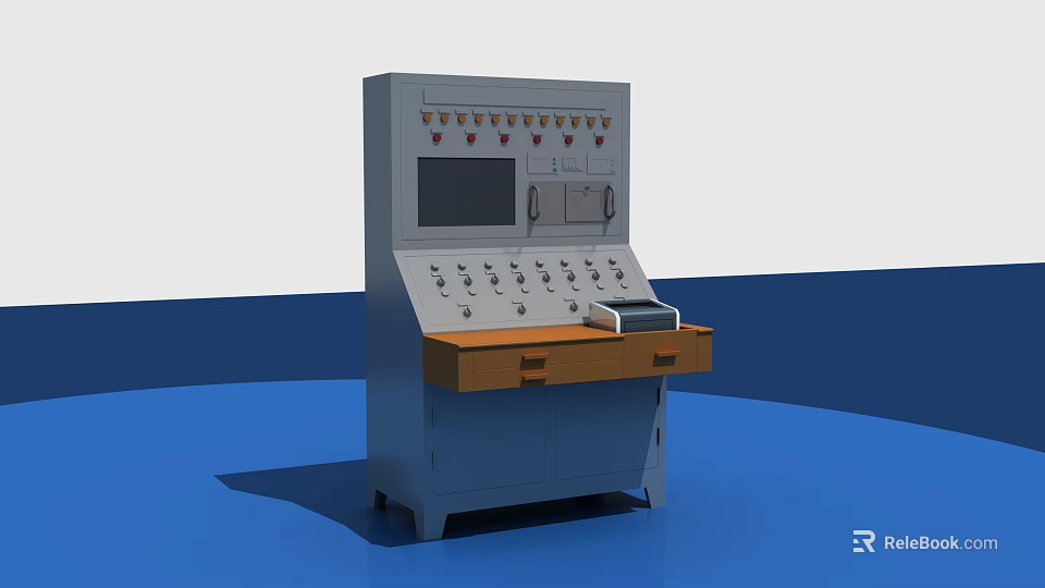 Industrial Equipment Control Console With Display Screen And Operation Buttons 3d model 