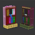 Two Traditional Intricate Carved Wooden Furniture Cabinets With Drawers And Doors And Decorative Details
