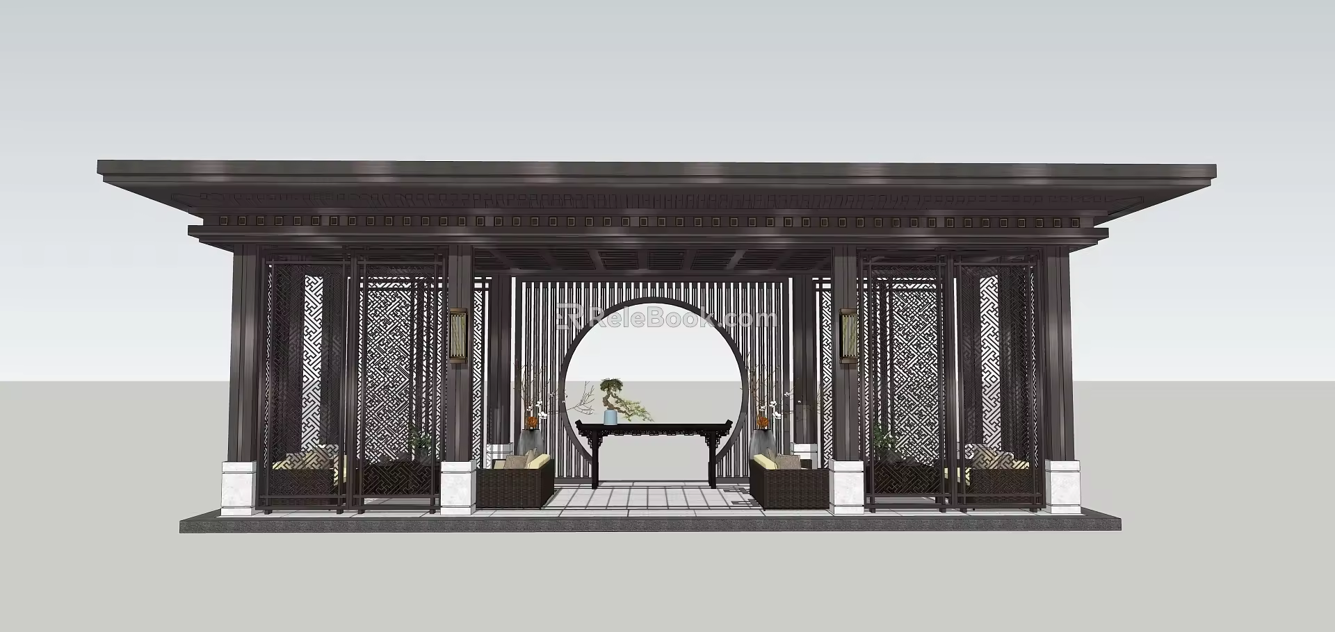 New Chinese style gallery 3d model