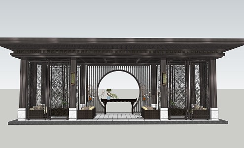 New Chinese style gallery 3d model