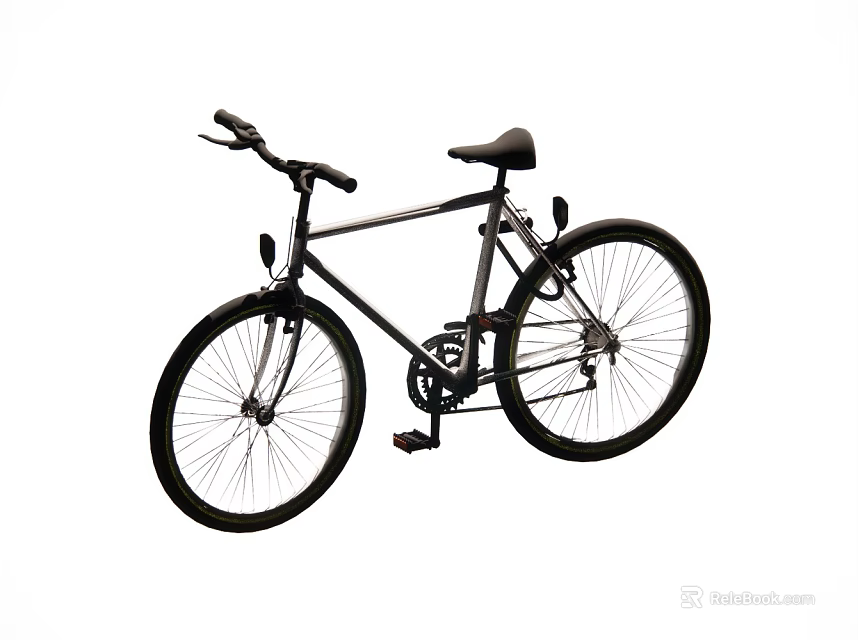 Black Bicycle With Classic Design Sturdy Frame Comfortable Seat And Large Wheels 3d model 