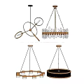 Stylish Modern Gold Chandeliers With Geometric Cylindrical And Circular Hanging Designs
