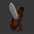 Handmade Damascus Steel Knife with Leather Wrapped Handle and Brown Leather Sheath