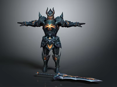 Fantasy Warrior Armor Design With Decorative Sword And Metallic Accents 3d model
