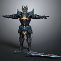 Fantasy Warrior Armor Design With Decorative Sword And Metallic Accents