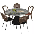 Modern Dining Table and Chair Combination Round Dining Table Shell Chair Dining Chair 3d model