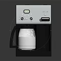 Modern Silver And Black Coffee Maker With Glass Carafe And Red Liquid Kitchen Appliance