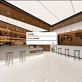 Modern Cafe Interior With Open Layout Bar Counter Stools Wooden Decor And White Floor Tiles