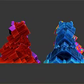 Colorful Geometric Decorative Ornament Set with Polyhedral Shiny Reflective Design