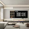 Elegant Modern Living Room Interior With Sofa Coffee Table TV Cabinet Fireplace And Clock