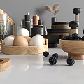Stylish Kitchenware Collection Featuring Wooden Cutting Boards Black Coffee Tools Bowls Eggs And Spice Jars