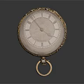 Vintage Pocket Watch With Ornate Case Roman Numeral Dial And Metal Chain Ring
