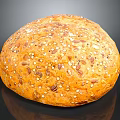 Fresh Round Multigrain Bread Loaf Topped With Sesame Flax And Sunflower Seeds