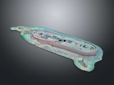 Modern Water Transport Vessel 3D Model With Deck Structure And Water Environment 3d model