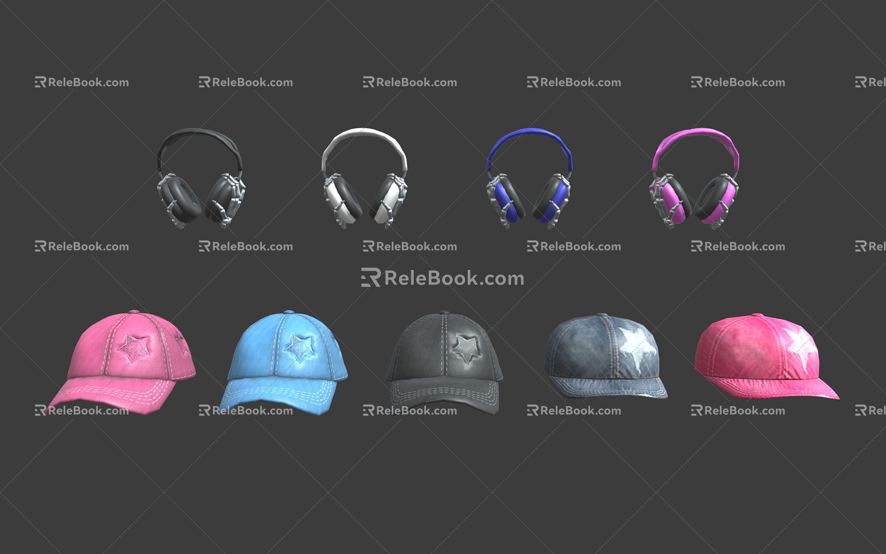 Street Props Hat Combination Headset Combination 3d model