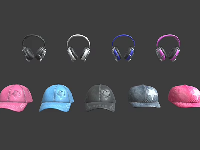 Stylish Colorful Baseball Caps in Various Hues with Classic Design for Fashion 3d model