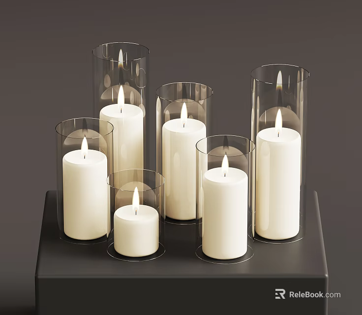 Transparent Glass Table Lamp With White Light On Black Platform 3d model