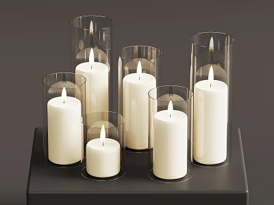 Transparent Glass Table Lamp With White Light On Black Platform 3d model
