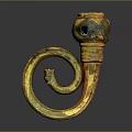 Ancient Golden Spiral Weapon With Ornate Design And Intricate Carvings