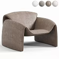 Modern Beige Upholstered Leisure Chair With Curved Design And Matching Ottoman