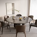 Modern Dining Table and Chair Round Dining Seat Combination Dining Table Ornaments Dining Seat 3d model