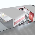 Modern Exhibition Booth Design With White Red Walls Iti Logo And Chairs