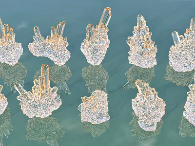 Sparkling Crystal Decorative Ornament Set With Cluster Design And Gold Accents For Home Decor 3d model
