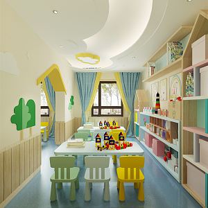 Modern kindergarten classroom ceiling lamp toy cabinet 3d model