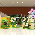 Shopping Mall Interior With Large Colorful Flowers Green Plant Decorations And NAYZEER COM Sign