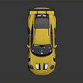 Yellow Sports Car With Rear Wing Black Wheels And White Stripes Sporty Design