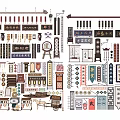 Traditional Chinese Vintage Signboards With Assorted Shapes Wooden Frames And Cultural Patterns