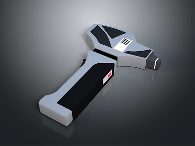 Handheld Scanner Device With Geometric Gray Black Design And White Panel Red Label 3d model