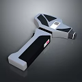 Handheld Scanner Device With Geometric Gray Black Design And White Panel Red Label 3d model