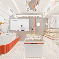 Modern Pastry Shop Interior With Display Cases And Pastries 3d model