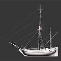 Wooden Sailing Ship Model With Multiple Masts Red Hull And Reflection On Gray Background 3d model