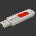 Transcend White USB Flash Drive With Red Indicator Light And Portable Design