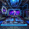 Modern KTV Lounge With Singing Stage Neon Lights Starry Ceiling And Comfortable Sofas 3d model
