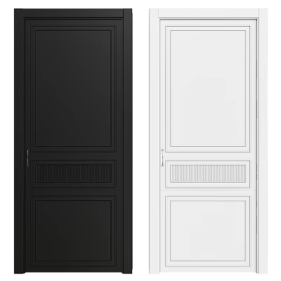 Black And White Hinged Doors With Minimalist Panel Design For Home Interior 3d model