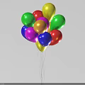 Bunch of Colorful Vibrant Balloons in Red Yellow Green Blue Purple With Strings