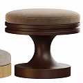 Two Modern Stools With Wooden Bases And Upholstered Seats In Different Colors