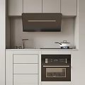 Modern Kitchen Interior Design With Cabinets Range Hood Cooktop Oven And Appliances