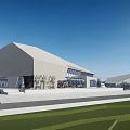 Modern Museum Building Architecture With Geometric Roof And Glass Facade Open Plaza