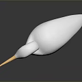 White Heron With Long Beak And Slender Legs On Gray Background Minimalist Design 3d model